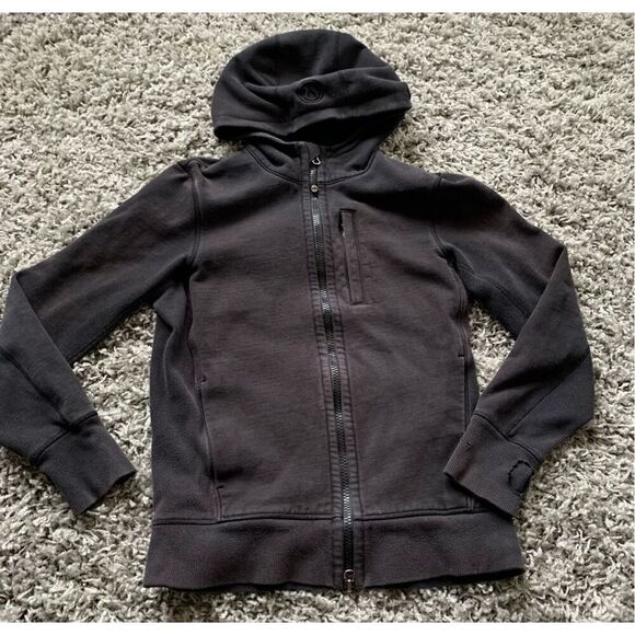02 LULULEMON SCUBA BLACK FLEECE LINED HOODIE SWEATSHIRT men’s S women’s L - Picture 2 of 7